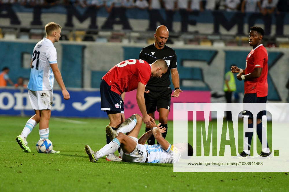 Akim Zedadka Of Lille And Bruno Goda Of Rijeka During The Uefa Europa Conference League Play Off