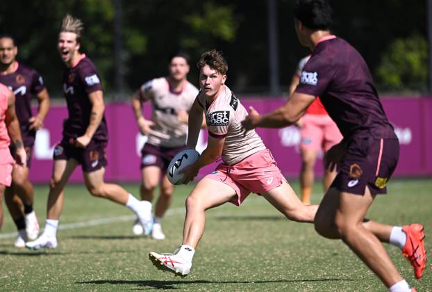 NRL BRONCOS TRAINING, Coby Black (centre) is seen during an NRL ...