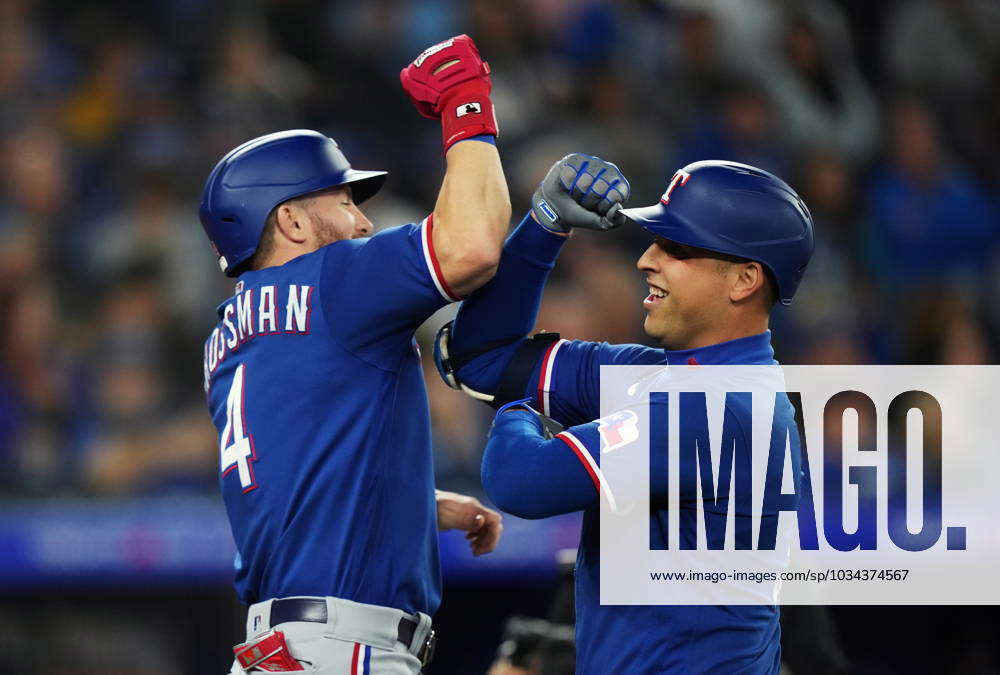 Nathaniel Lowe of the Texas Rangers celebrates a three-run home