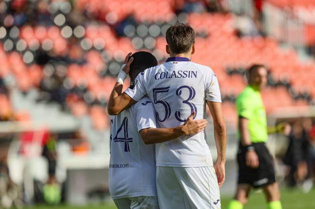 RSCA Futures Antoine Colassin celebrates after scoring during a soccer ...