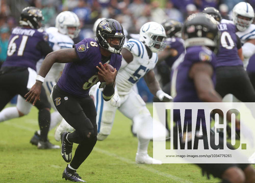 Baltimore Ravens quarterback Lamar Jackson (8) in action against