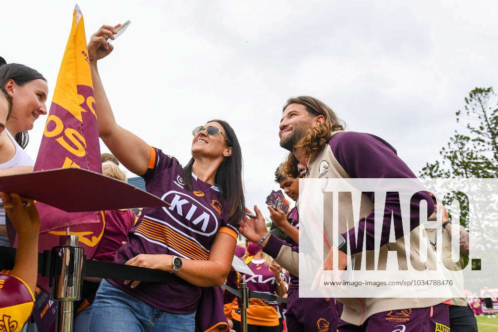 NRL BRONCOS FAN DAY, Patrick Carrigan of the Broncos poses with fans ...