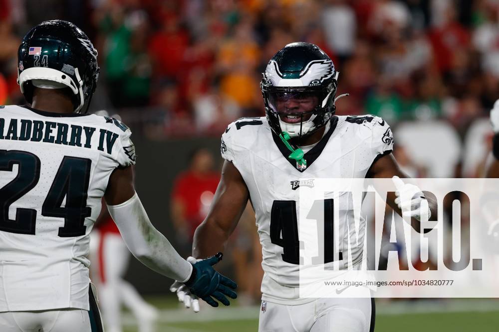 Philadelphia Eagles linebacker Nicholas Morrow (41) takes the field prior  to the NFL preseason football game against the Indianapolis Colts,  Thursday, Aug. 24, 2023, in Philadelphia. (AP Photo/Chris Szagola Stock  Photo - Alamy