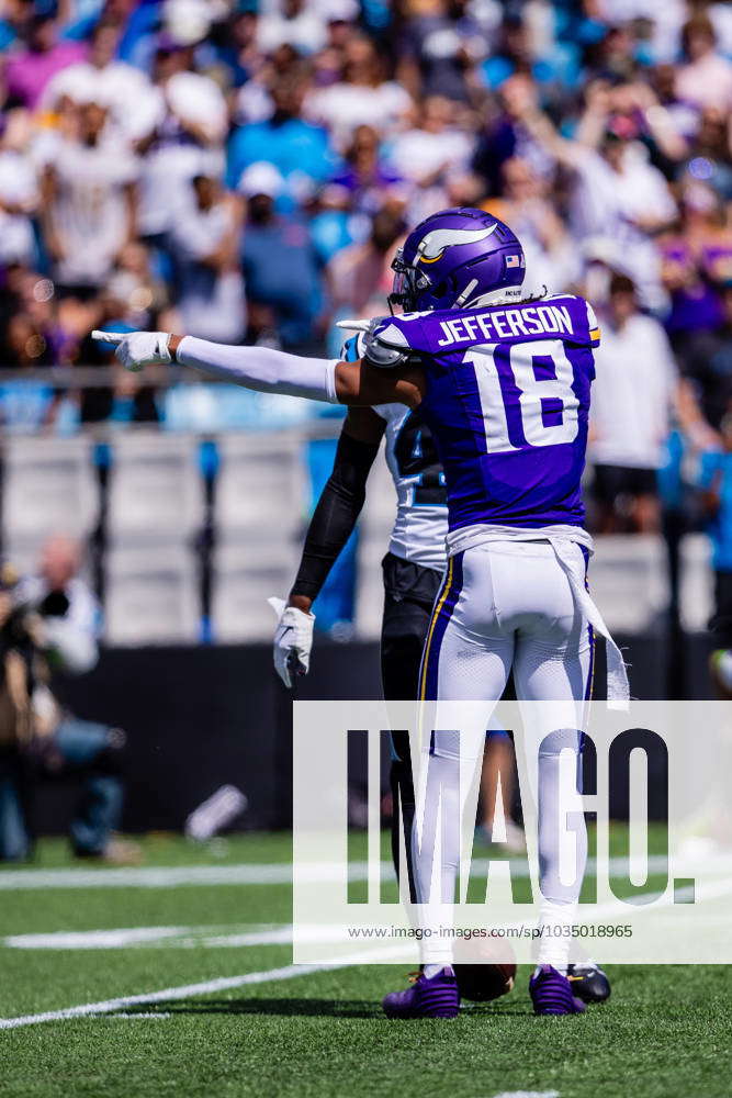 Justin Jefferson of the Minnesota Vikings celebrates after a