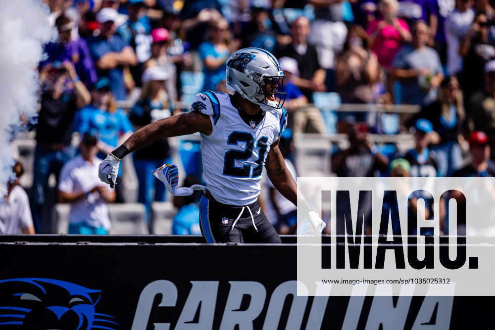 Carolina Panthers safety Jeremy Chinn warms up before an NFL preseason  football game against the Buffalo Bills on Friday, Aug. 26, 2022, in  Charlotte, N.C. (AP Photo/Jacob Kupferman Stock Photo - Alamy