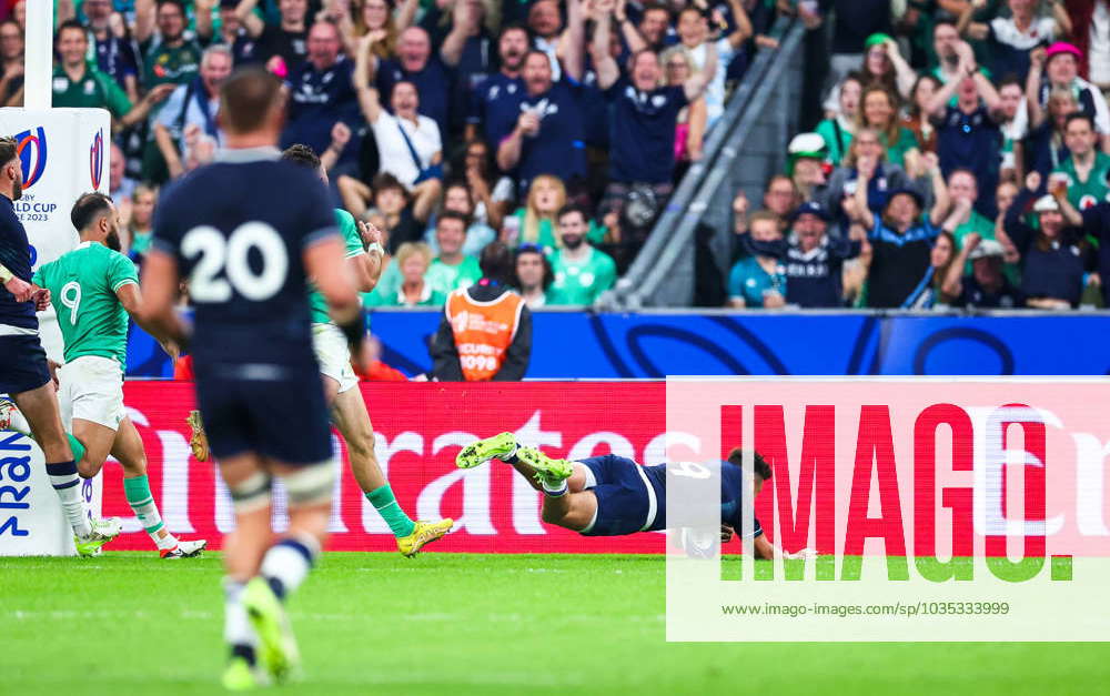 RWC Ireland v Scotland Ali Price 9 of Scotland scores during the