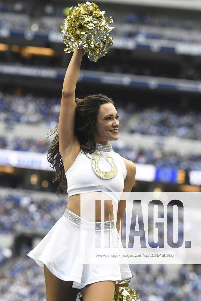 INDIANAPOLIS, IN - OCTOBER 30: A Indianapolis Colts Cheerleader preforms  during an NFL, American Foo