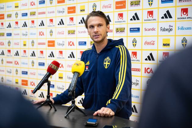 Albin Ekdal of the Swedish football national team at a training session ...