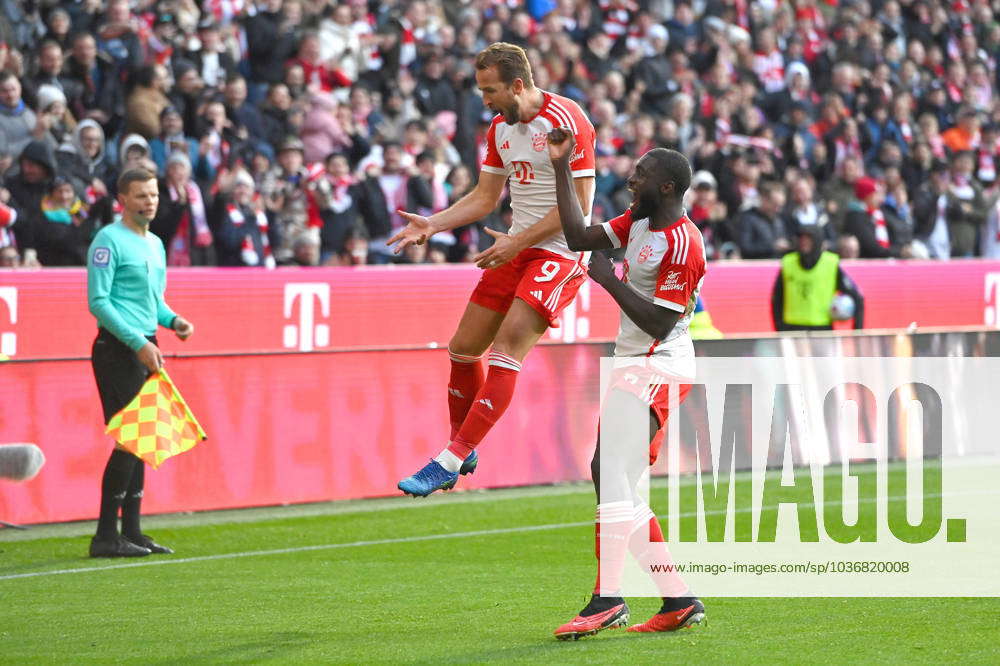 Goal celebration Harry KANE Bayern Muenchen with Dayot UPAMECANO Bayern ...