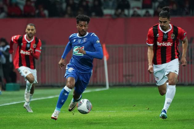 Florian Aye (AJ Auxerre) FOOTBALL : OGC Nice vs AJ Auxerre - 32e de finale  de Coupe de France