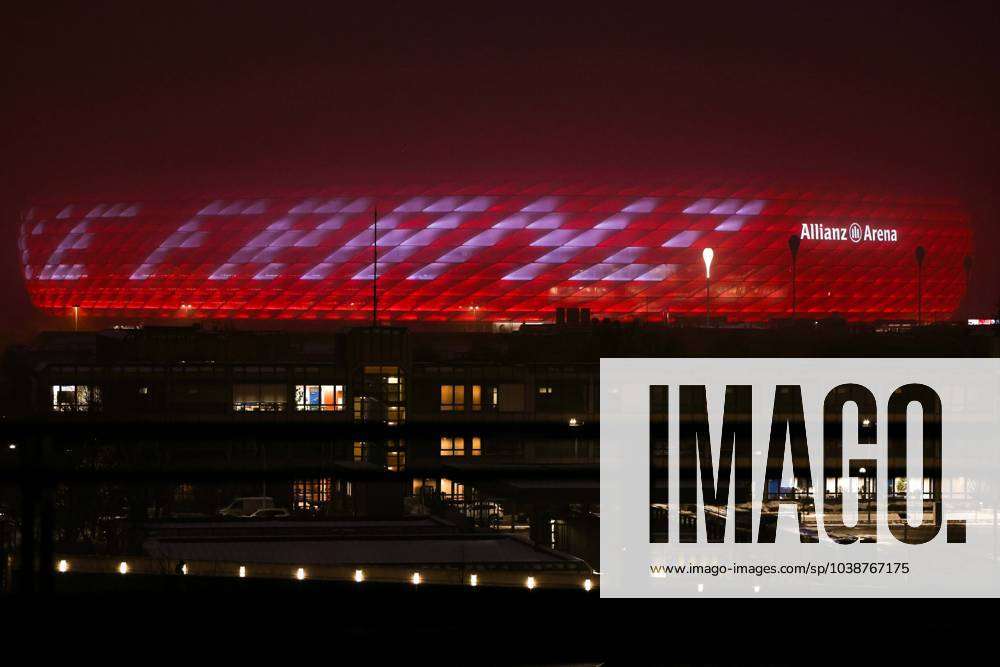 Allianz Arena With Special Lighting On 10 01 2024 In Munich The Allianz Arena Lights Up With Danke