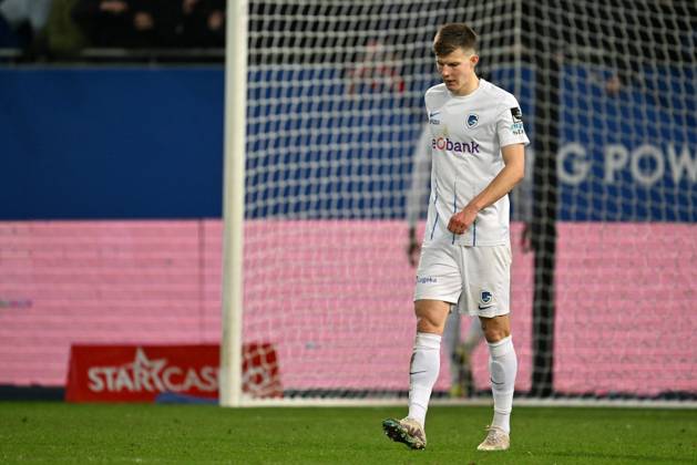 240131 OHL vs KRC Genk Eduard Sobol (22) of Genk looking dejected and ...