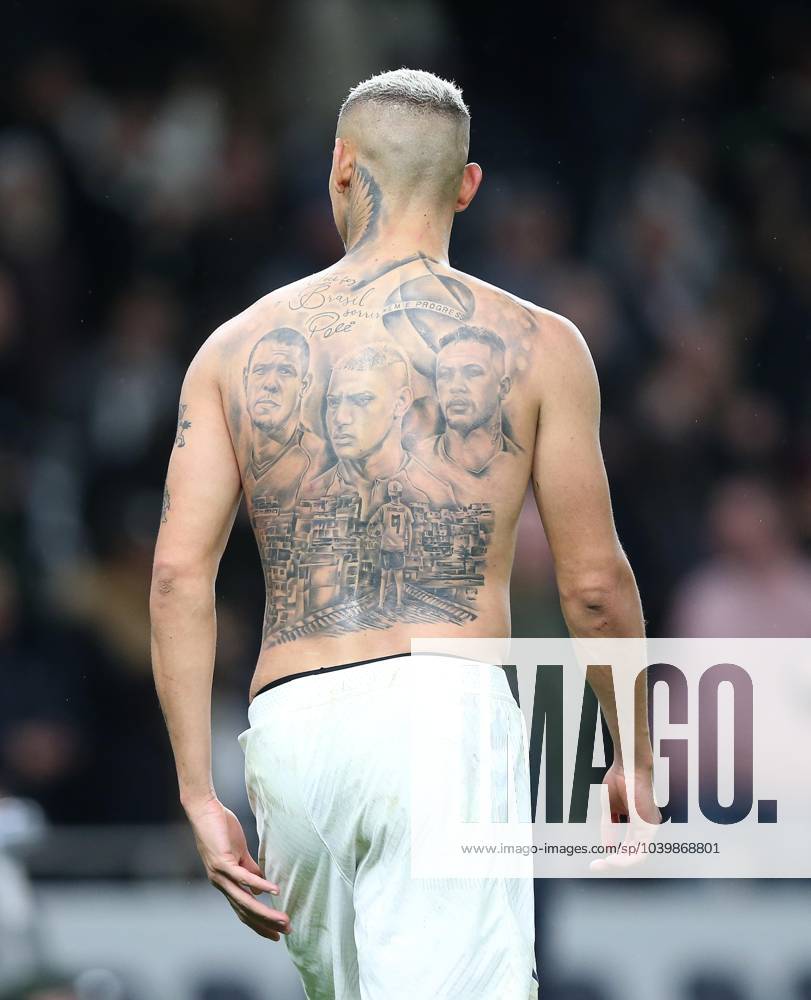 Richarlison of Tottenham Hotspur and his tattoos. - Tottenham Hotspur v  Brentford, Premier League