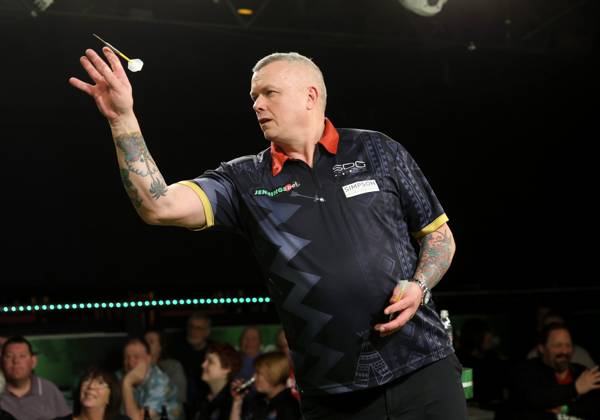 Darts World Senior Darts Colin McGarry in action during the semi final ...