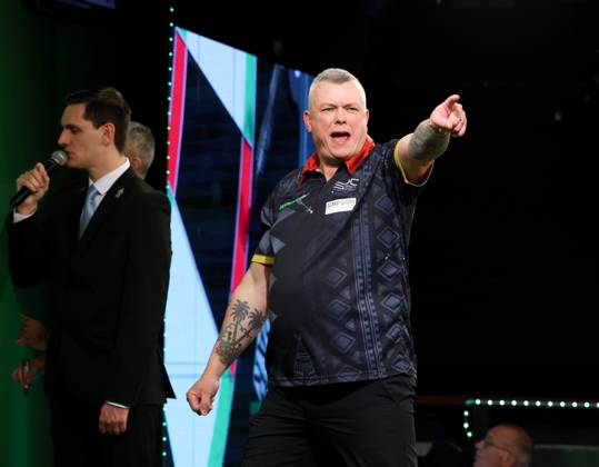 Darts World Senior Darts Colin McGarry in action during the semi final ...