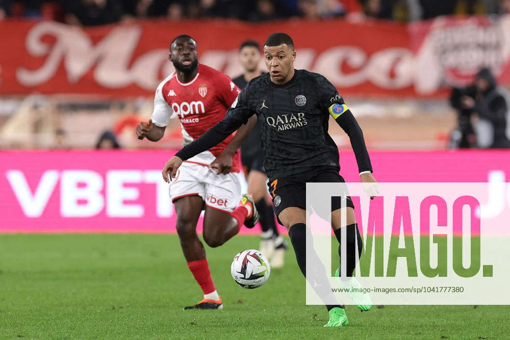 Monaco Monaco 1st March 2024. Kylian Mbappe of PSG controls the