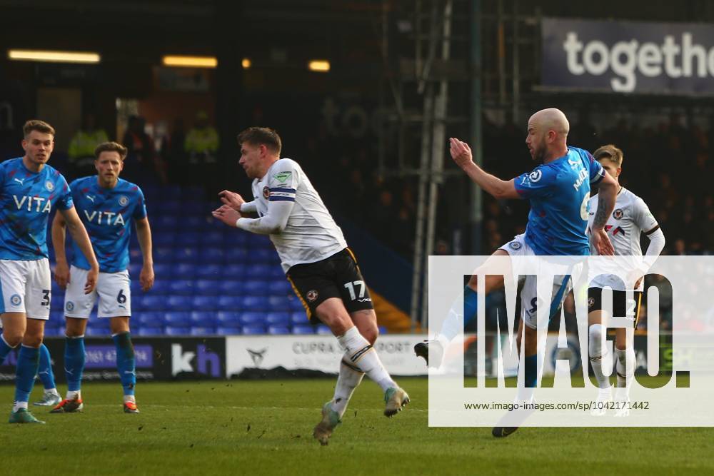 Paddy Madden of Stockport County scores the opening goal Stockport