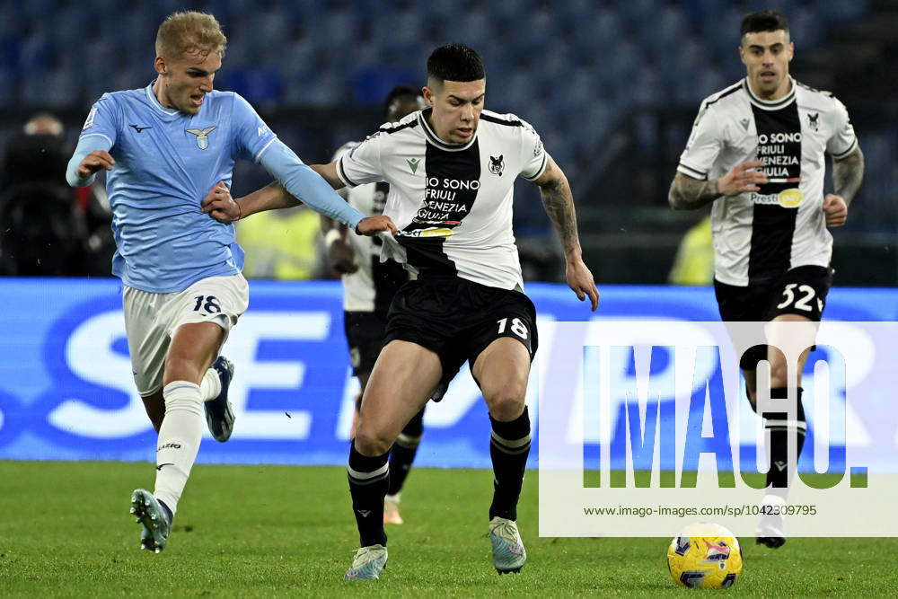 Gustav Isaksen Of Ss Lazio And Nehuen Perez Of Udinese Calcio Compete