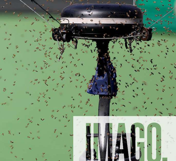 Spider cam is surrounded by a swarm of bees BNP Paribas Open