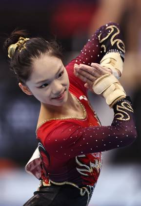 Wu Ran, CHN, during 2024 DTB Pokal team challenge seniors in Stuttgart