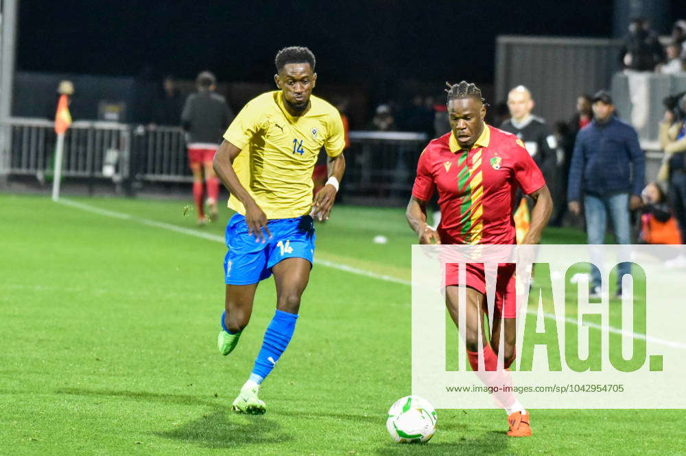 CHAMBLY, FRANCE - MARCH 25; Eric Baboue Bocoum of Gabon and Gaus Makouta of  Congo during the