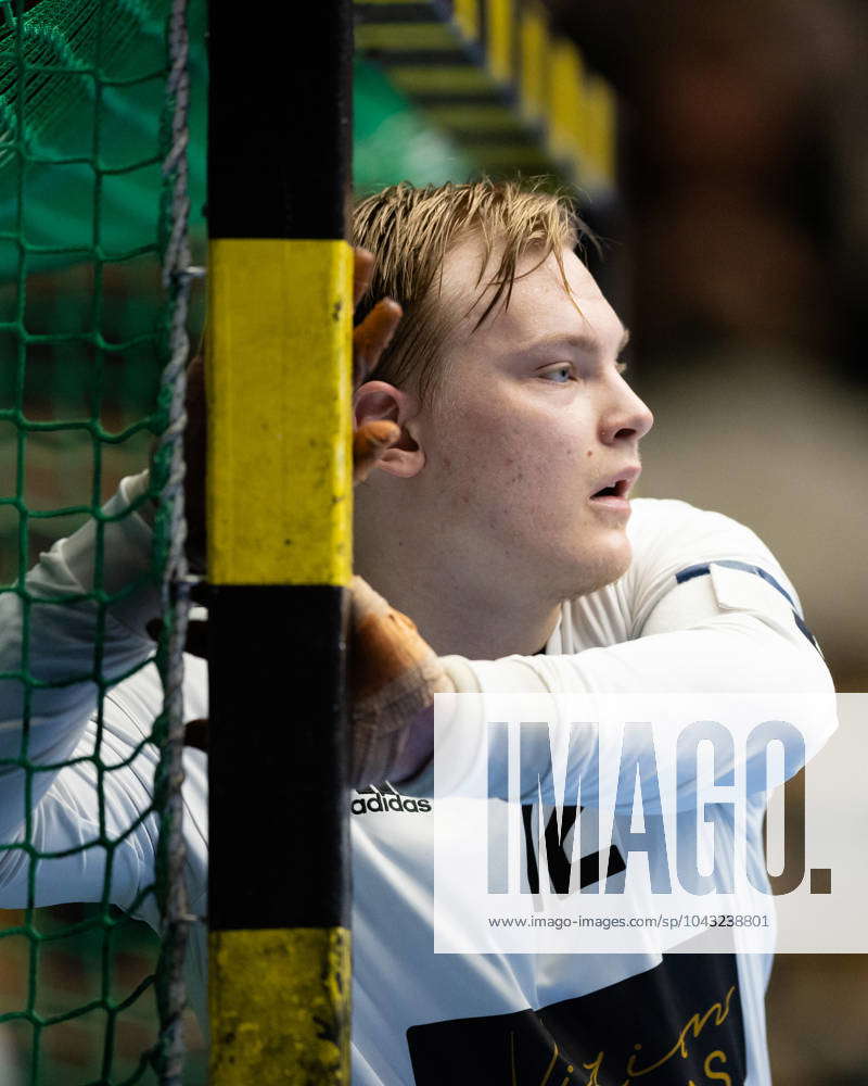 240402 Sävehofs goalkeeper Simon Möller during the European League handball  match between Sävehof