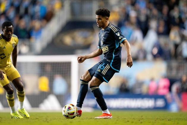 : Philadelphia Union Defender Nathan Harriel passes the ball during the ...