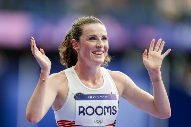 Lisa Rooms of Belgium after competing in womens athletics 5000 meters ...
