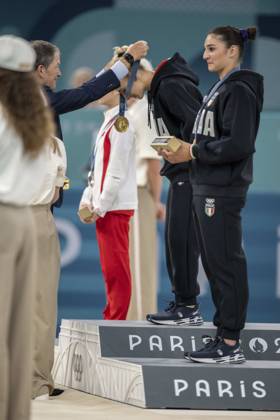 Paris 2024 - Alice D Amato Wins Gold On Beam China s Zhou Yaqin (silver