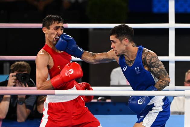 OLY24 BOXING, Australian boxer Charlie Senior celebrates during the Men ...