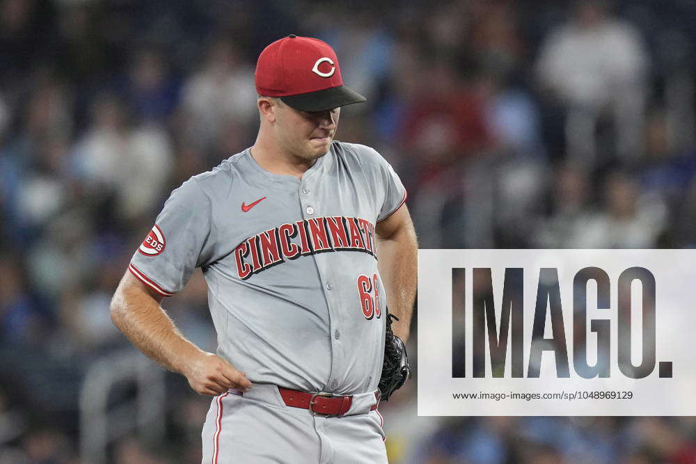 Toronto, On, CAN: Cincinnati Reds pitcher Carson Spiers reacts during ...
