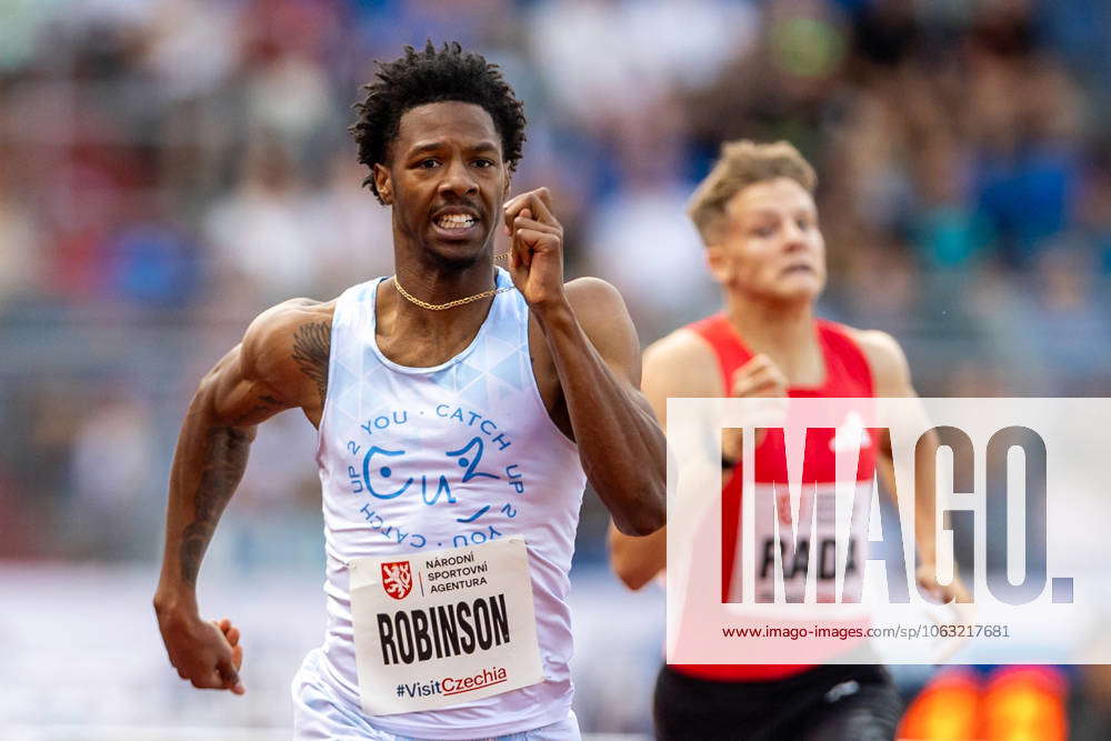 L-R Chris Robinson of USA and Michal Rada of Czech compete in 400m ...