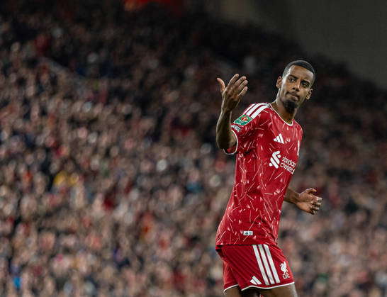 Football - Football League Cup - 4th Round - Liverpool FC v Chelsea FC LIVERPOOL, ENGLAND - Wednesday, October 28, 2026: Liverpool s Alexander Isak celebrates after scoring his side s second penalty of the shoot-out during the Football League Cup 4th Round match between Liverpool FC and Chelsea FC at Anfield. Liverpool won 7-6 on penalties after a 1-1 draw. (Photo by David Rawcliffe Propaganda) LIVERPOOL Anfield MERSEYSIDE ENGLAND  Copyright: xDavidxRawcliffex 2026-10-28-266-Liverpool_Chelsea