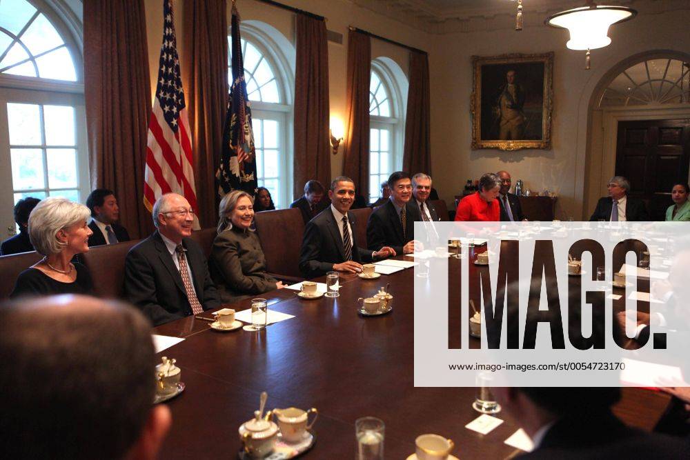 President Barack Obama (C) holds a cabinet meeting at the White House ...