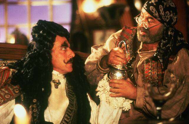 1991 - Hook - Movie Set PICTURED: DUSTIN HOFFMAN as Capt. Hook and BOB  HOSKINS as Smee. RELEASE