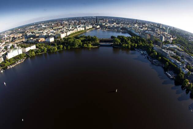 Hamburger Alster Hamburger, Hamburg, Luftaufnahme, aerial view, von ...