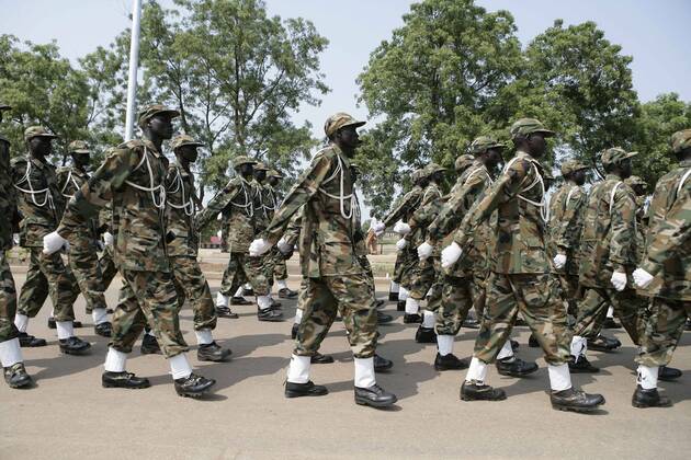 JUBA, Soldiers of the Sudan People s Liberation Army march during a ...