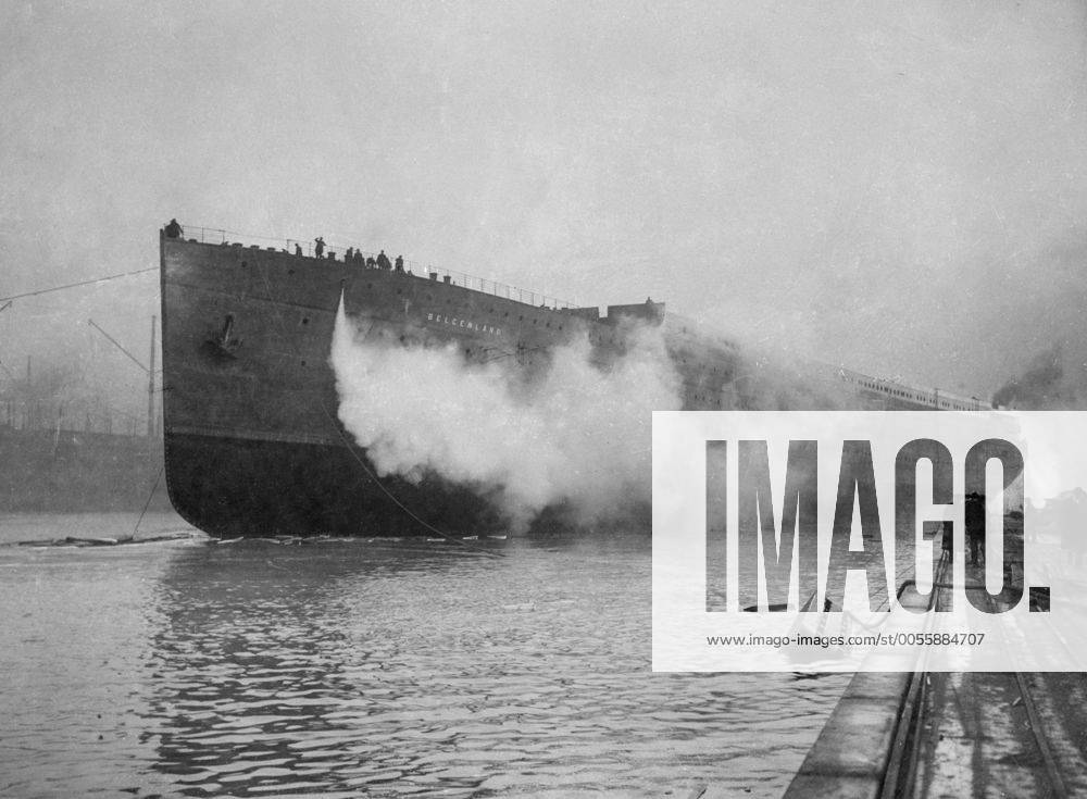 Belgian Navy . The launch of the new giant ship , Belgenland . She ...