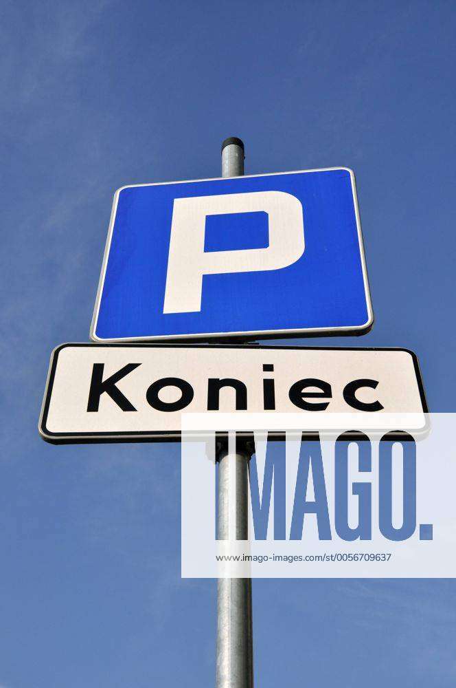 Polnisches Parkplatzschild, Schild, Verkehrsschild, Parkplatzschild,  polnisch, parken, Ende
