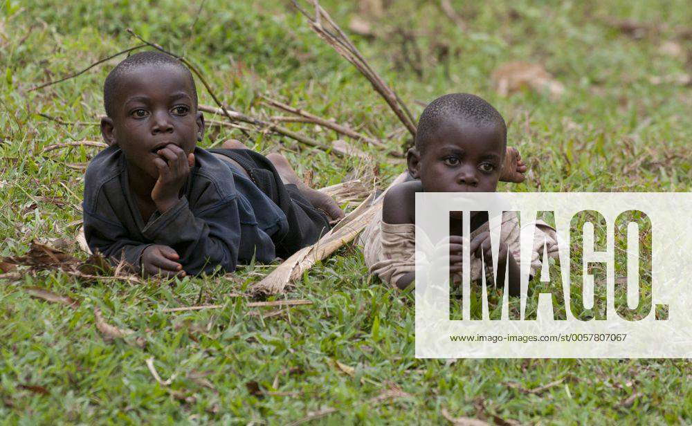 Pygmy tribe village boys of Bwindi, Uganda