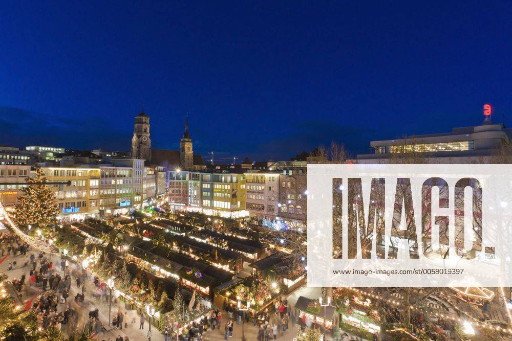 Weihnachtsmarkt auf dem Marktplatz, Kaufhaus Breuninger, Stuttgart