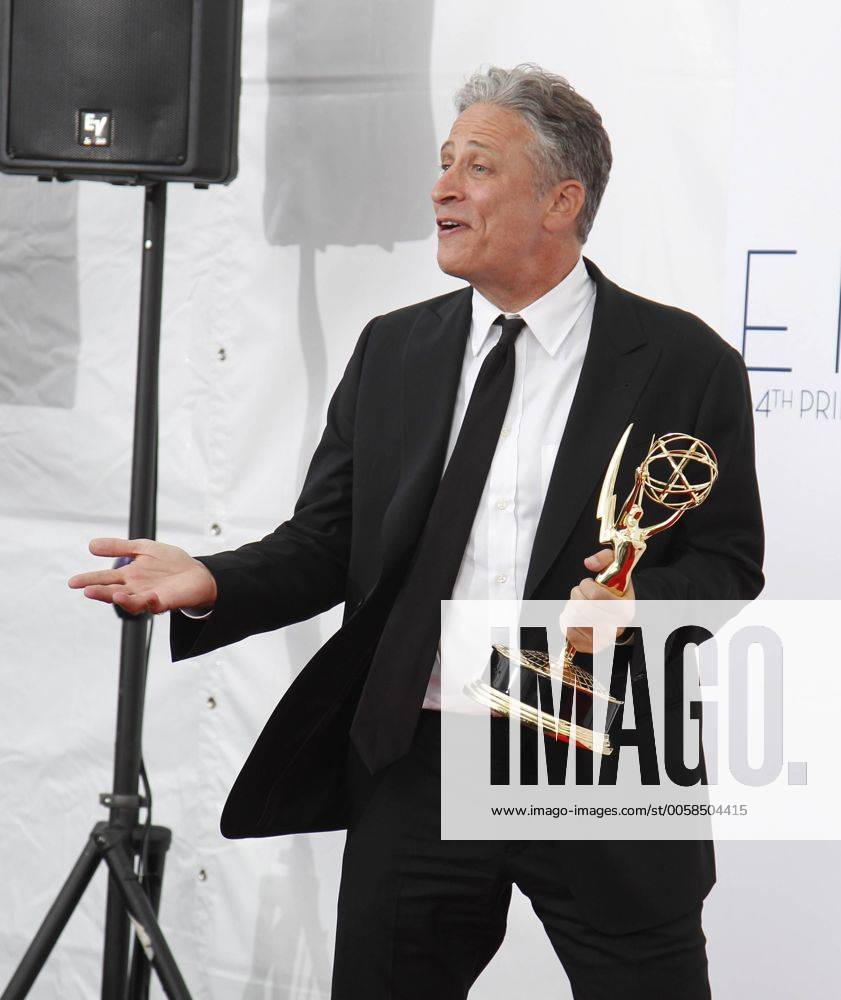 Jon Stewart appears backstage with his Emmy at the 64th Primetime Emmy ...