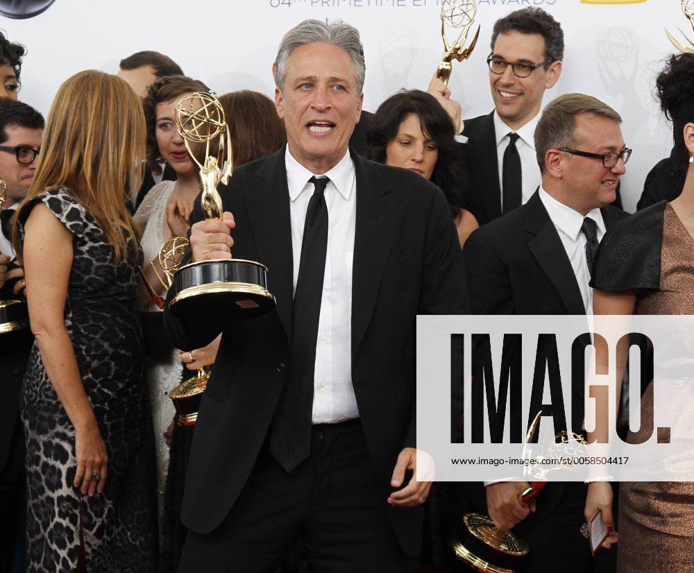 Jon Stewart appears backstage with his Emmy at the 64th Primetime Emmy ...