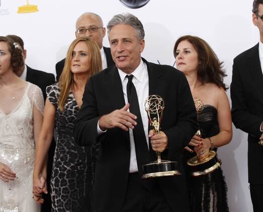 Jon Stewart appears backstage with his Emmy at the 64th Primetime Emmy ...