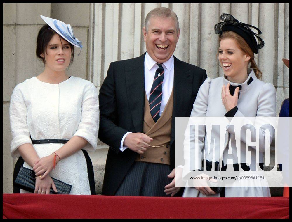 Prince Andrew Jokes with his daughters Princess Beatrice right