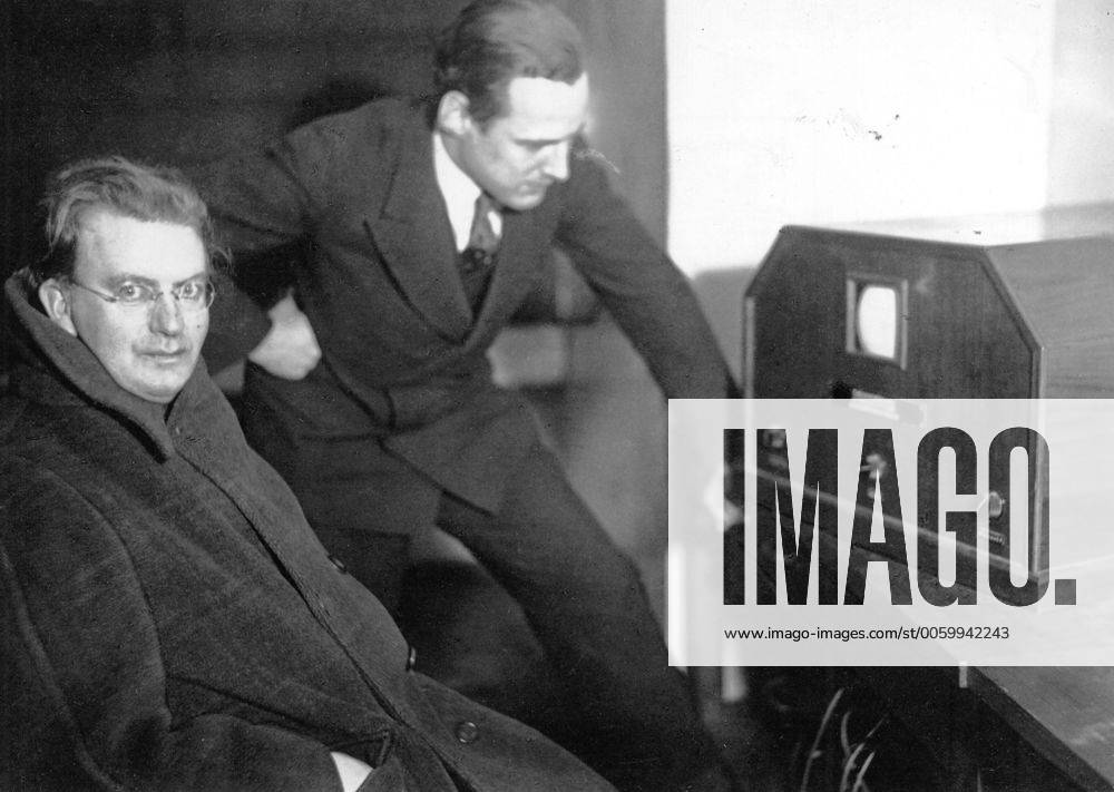 John Logie Baird (seated) the inventor of television at a demonstration