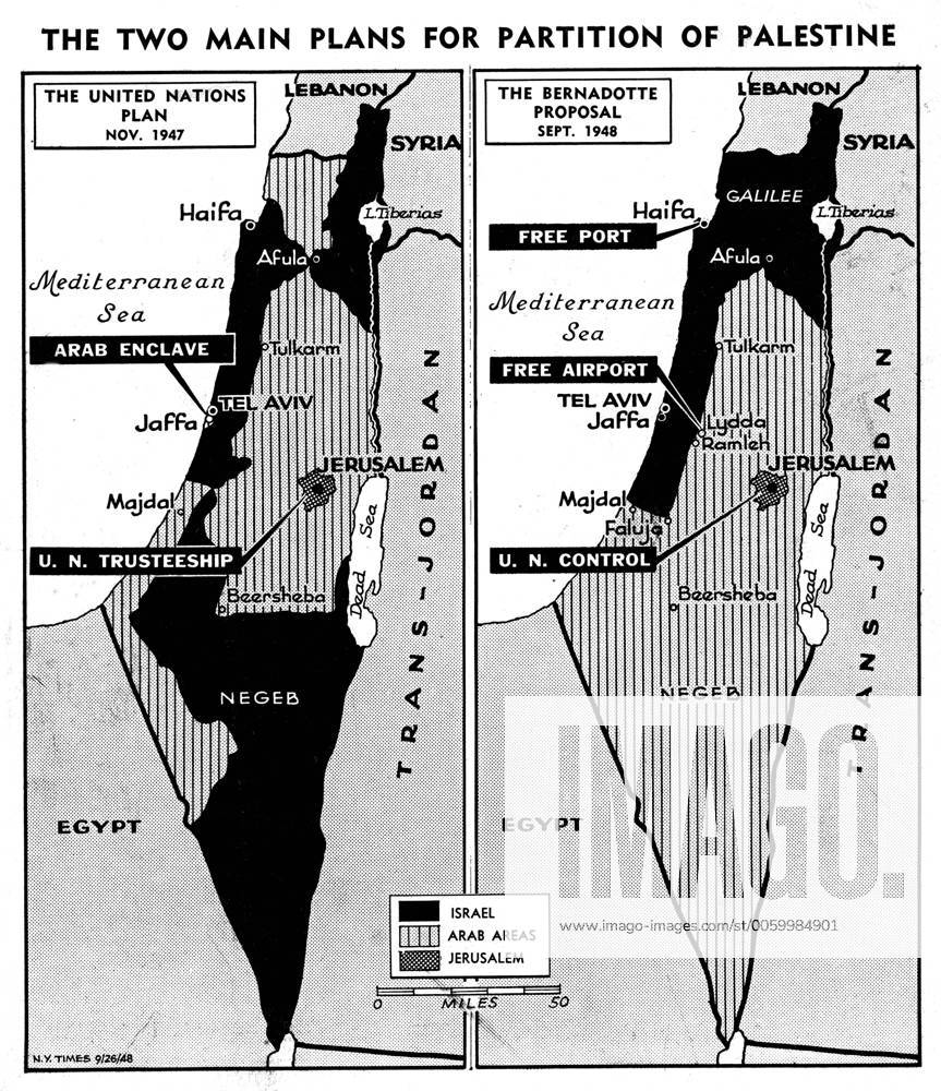 Maps showing the two main plans for partition of Palestine - United ...