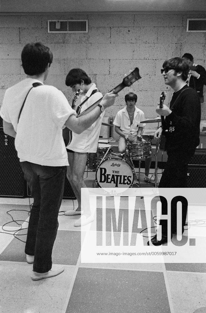 The Beatles pictured during rehearsals for a television show in Miami ...