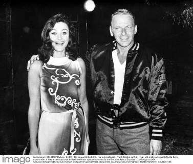 Frank Sinatra with 21-year-old pretty actress Raffaella Carra shortly after  it was announced that