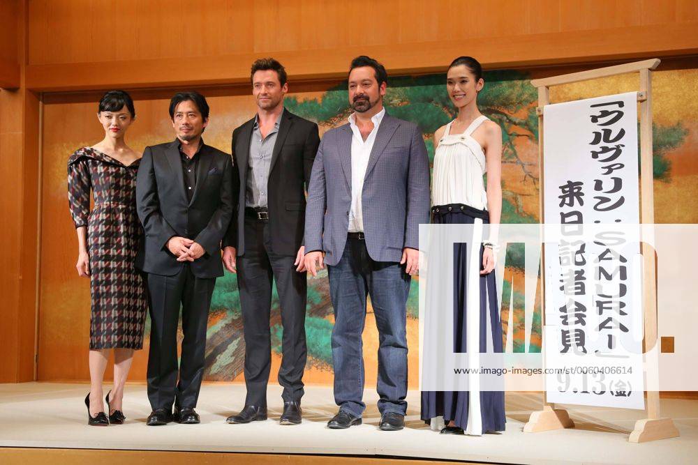 (L-R) Rila Fukushima, Hiroyuki Sanada, Hugh Jackman, James Mangold, Tao ...